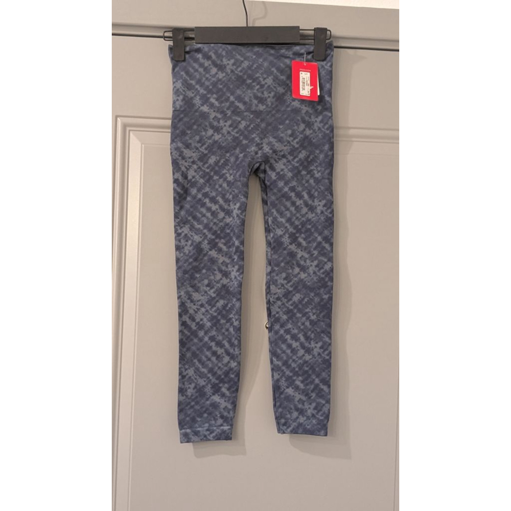 Women's SPANX Blue and White Tie-Dye Cropped Leggings S